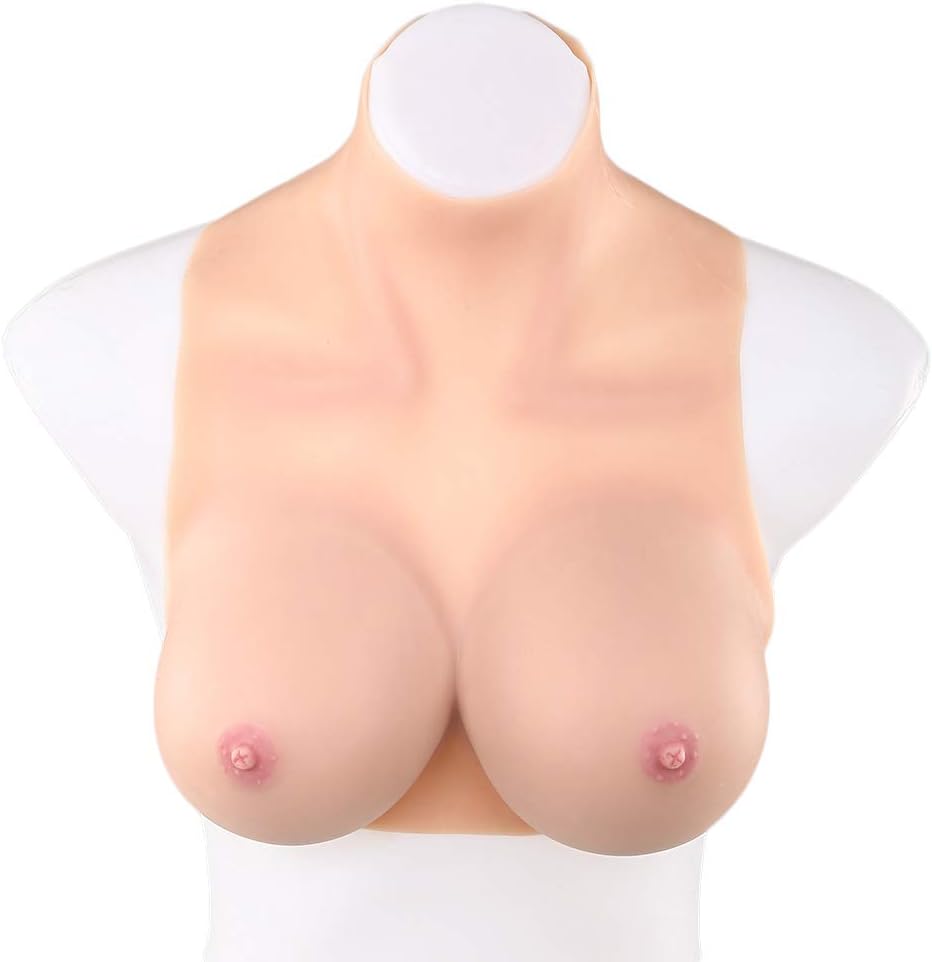 TTHU Silicone Fake Breasts, Crossdresser Lingerie,High Neck Collar Half Body Solid Fake Breasts, Transvestites Breasts, Men's Dresses Silicone Fake Breasts, Mastectomy Bras
