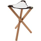 European Folding Artist Wooden Stool Perfect for Plein Air Painting and Travel, 21" High 14" Triangular Seat Supports Up to 195 lbs - Walnut Finish