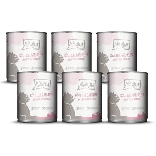 MjAMjAM - premium wet food for cats - delicious shrimp on juicy chicken, pack of 6 (6 x 800 g), grain-free with extra meat
