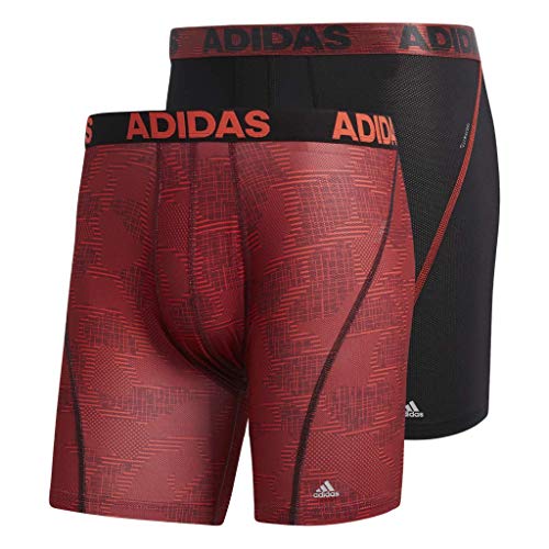 adidas Men's Sport Performance Climacool Boxer Briefs Underwear (2-Pack), alloy camo/hi/Res red/black, X-Large