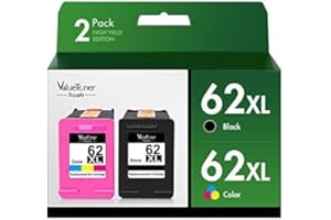 Valuetoner Supply Remanufactured 62XL Ink Cartridges Black and Color Replacement for HP Ink 62 62XL High Yield for Envy 5540 5640 5660 7645 OfficeJet 200 250 OfficeJet 5740 5745 8040 Series, 2-Pack