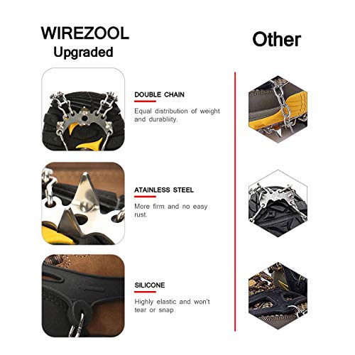 Wirezoll Traction Cleats, Upgraded Version of 19 Teeth Stainless Steel Spikes for Walking, Jogging, or Hiking on Snow and Ice -1 Pair(19 Teeth Black, Medium) - Thumbnail 4