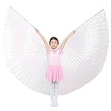 Dance Fairy Kids Belly Dance ISIS Wing Halloween Costume for Children,White(No sticks)