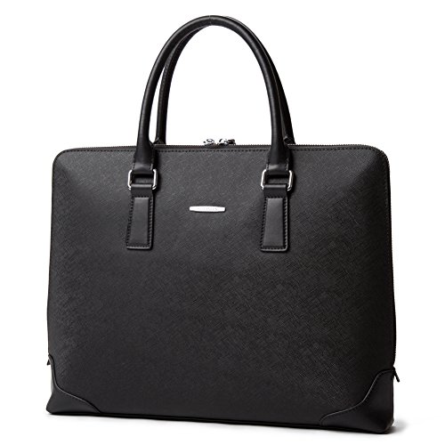 BOSTANTEN Leather Lawyers Briefcase Handbags Shoulder Laptop Business Bags for Men Black Bags