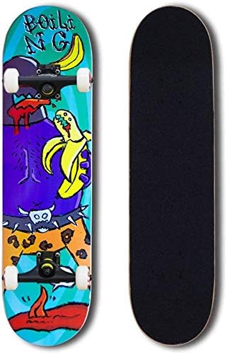 JYHB 31" Longboard Pro Trick Skateboard Beginners Cruiser Complete 9 Ply Maple Wood Double Kick Concave Skateboards ABEC-9 Extreme Sports