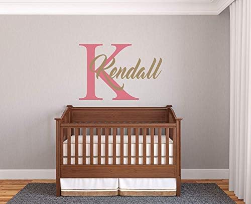 Custom Name & Initial - Prime Series - Baby Girl - Nursery Wall Decal for Baby Room Decorations - Mural Wall Decal Sticker for Home Children's Bedroom(MM21) (Wide 20"x13" Height)