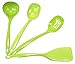 Reston Lloyd 100% Melamine Kitchen Utensil Set, Non Scratching Ladle, Spoon, Slotted Spoon & Spatula, Easy To Hold, Set of 4, Lime