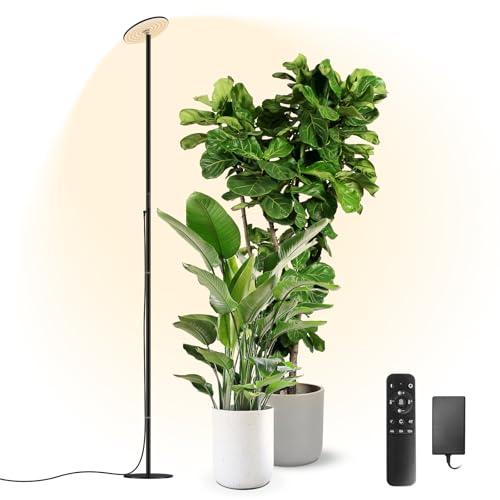 AJABotanics 60W LED Horticultural Lamp on Foot, Full Spectrum Indoor Plant Lamp, Adjustable Height up to 216 cm, for Large Plants, Remote Control, Timer 4H/8H/12H