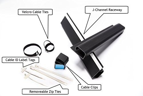 Cable Management Bundle Includes: Wire Raceway Channels, Adhesive Cable Organizer Clips, Reusable Nylon Zip Ties, Velcro Ties, and Label Tags (Small)