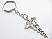 Ancient Silver Caduceus Medical Symbol Keychain