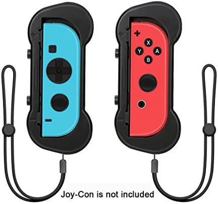 LREGO Grips for Nintendo Switch Joy-Con, Perfectly Fit Motion Sensing Games Like Mario Tennis Aces, ARMS and etc - Black(1 Pair)