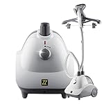 ZZ GS121 High-Powered Standing Garment Steamer with Removable Wheels, Garment Hanger and Fabric Brush, 1500W, Grey