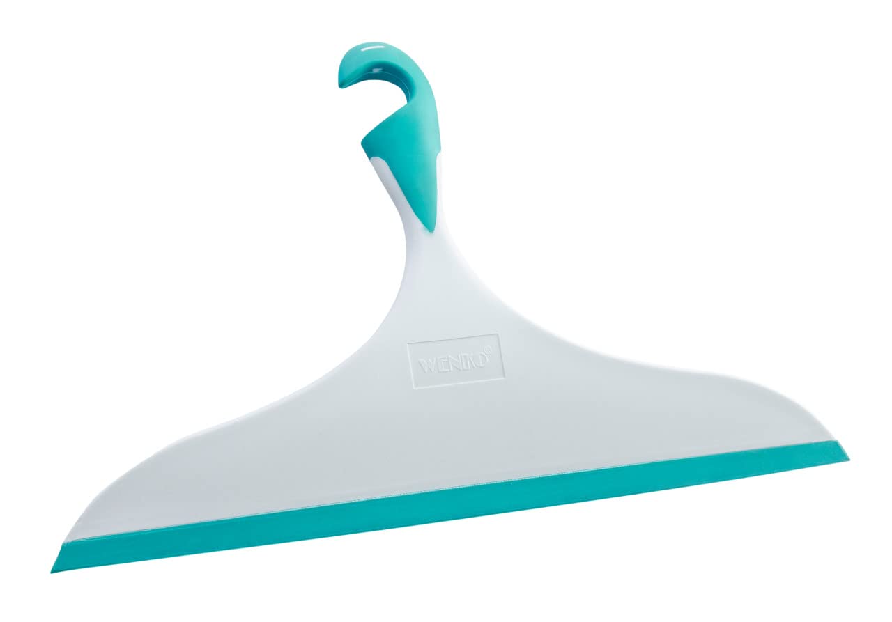 WENKO 22162100 Bathroom squeegee Loano XXL Light blue/White - for bathroom and shower, Plastic, 34 x 21 cm, Light blue