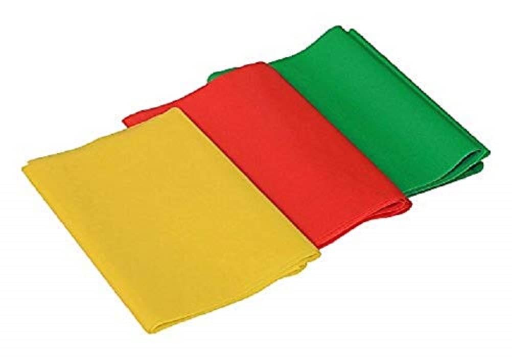 CanDo Resistance band LATEX / training band / gymnastics band - PACK of 3 - yellow/red/green (very light/light/medium) - 1.5 m each - alternative to dumbbells