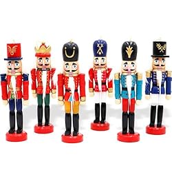 Jolik 6 PCS Nutcracker Ornament Set Wooden