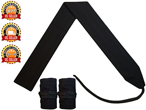 Crossfit Wrist Wraps-Strength Wraps-WOD Weightlifting Wrist wraps Straps Gym Training support,Workout-Powerlifting-Bodybuilding-Women & Men-One Size Fits All- ONE PAIR (Black)