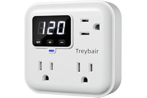 TREYBAIR Surge Protector 3-Outlet Power Strip w/Advanced Voltage Protection, 80V-140V Power Surge Protectors for Refrigerator, TV, Computer | LED Display Voltage Monitoring Fireproof UL94V-1