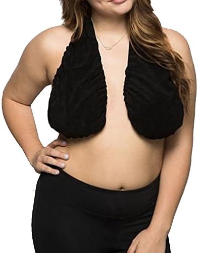 Wellness Station Women's Ta Ta Wearable Towel Bras - Boob Sweat Absorbent Comfortable &amp; Soft Bras (Medium (DDD-E), Black)