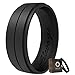 Arua Silicone Wedding Ring for Men. Comfortable and Durable Rubber Wedding Band for Sports, Gym, Outdoors - 2mm Thick - Silicone Wristband Included (Black, Size 10 (19.8 mm Diameter))