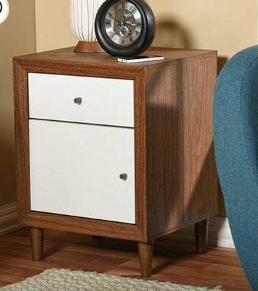 Amazon Com Bedstand Night Table White Walnut Wood One Drawers One
