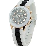 Women's Geneva Silicone Band Jelly Gel Quartz Wrist Watch Black