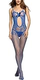 Avidlove Women Lingerie Strap Sheer Open Crotch Bowknot Bodystocking
