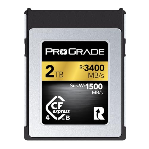 ProGrade Digital CFexpress 4.0 Typ B Speicherkarte für Kameras, optimiert für Express-Übertragung von Dateien und großen Speicher, 2 TB Gold-Serie