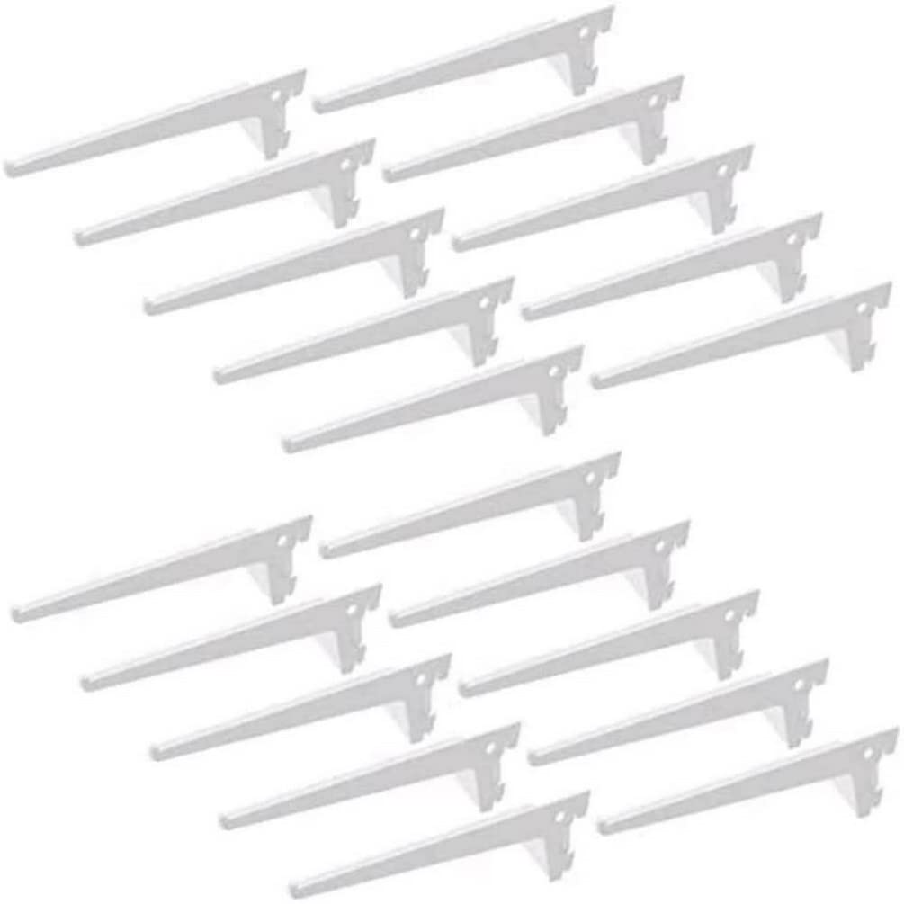 Emuca - Shelf Brackets for Single Slot Wall Rail (Grid Dimension: 50mm), White, 400mm, Set of 20 Pieces