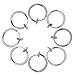 BODYA 4 Pair!8 of Surgical Steel Clip on Non-pierced Hoops Fake Nose Lip Ear Rings (13mm (1/2 Inch)) Piercing (Silver-8pcs)