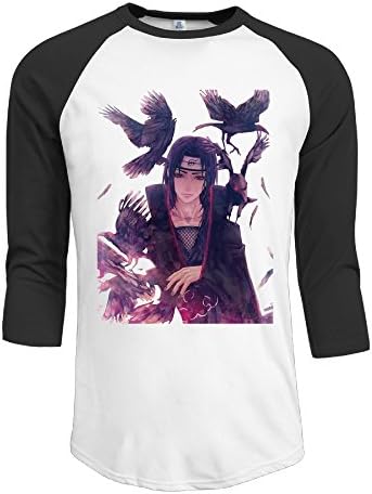 Naruto Uchiha Itachi Akatsuki Men Raglan 3/4 Sleeve Baseball Black