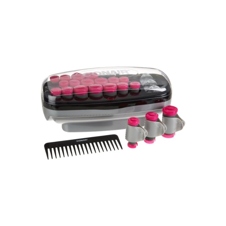 Conair Xtreme Instant Heat Multi-Size Hot Rollers with Heated Clips; Bonus Wide Tooth Comb & 3ml Packet of Argan Oil