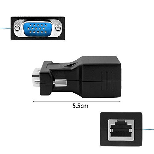 HUACAM HGA66 Cat5/Cat6/RJ45 VGA Extender Adapter, VGA 15 Pin Male to RJ45 Female Network Cable Connector 2Pack - Thumbnail 2