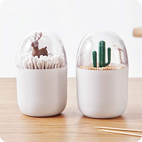 Studyset Cotton Swab Holder Organizer, Dustproof Table Decorative Toothpick Cotton Swab Storage Box Animal Snow Bear