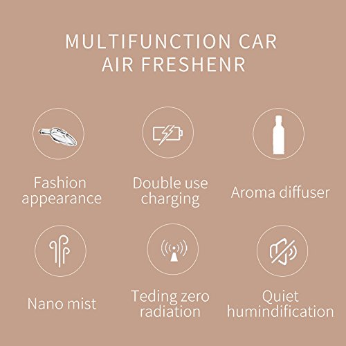 Car air purifier ionizer , 2 USB ports car charger,Car air freshener aromatherapy essentioal oil diffuser and air humidifier for 12V car/24V Vehicle - Thumbnail 5