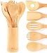 Organic Bamboo Cooking & Serving Utensil Set By Neet - 6 Piece Set | Spoon & Spatula Mix | Utensil Holder Organizer | Non Stick Wooden Kitchen Gadgets | Great Gift For Chefs & Foodies primary