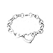 Womens Stainless Steel Silver Elegnat High Polished Heart Charm Cable Link Chain Necklace Bracelet Set