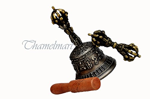 Tibetan Buddhist Meditation Bell and Dorje Set - Bell of Enlightenment from Nepal 6 Inches
