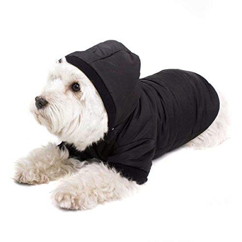 Black Dog Coat with Hood; Chic Dog Jacket Dog Anorak for Your Dog (XS (23 cm))