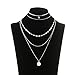 Lariatneck Layered Choker Necklace Silver Multilayer Necklace Women Coin Pendant Chain Choker Set of 2 …