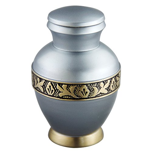 MEILINXU Keepsake Funeral Urn by Mini Cremation Urn for Human Ashes Adult- Brass Hand Engraved- Fits a Small Amount of Cremated Remains- Display Burial Urn at Home or Office (Elsene Sky Blue Baby Urn