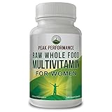 RAW WHOLE FOOD Multivitamin For Women By Peak Performance. 120 Vegan Multi Vitamin Capsules with HIGH ABSORPTION and Over 50+ REAL Whole Foods. Includes Womens Vitamins For Hormonal, Immune, Heart, Br