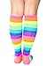 Sidecca Women's Knee High Neon Rainbow Athletic Stripe Socks (One Size, Rainbow)