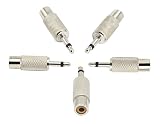 zdyCGTime RCA to 3.5MM Audio TS Adapter 3.5mm 1/8" Mono Plug Male to RCA Female Jack Adaptor Connector (Silver)(5 Packs, 2-Pole)