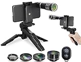 MY MIRACLE Camera Shutter Remote and Lens Kit for iPhone 6/6s/6plus/6splus/7/7plus/8, 12x Telephoto/CPL / Fisheye/Macro + Wide Angle Lens/Tripod /Tripod Adapter/Hard Case/Universal Clip