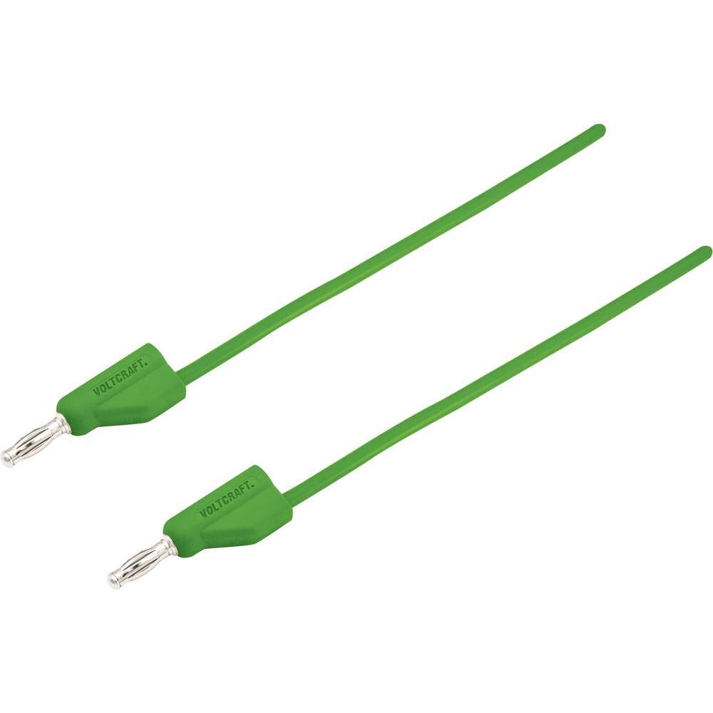VOLTCRAFT MSB-300 Test Lead [Slat Plug 4 mm - Slat Plug 4 mm] 2.00 m Green Pack of 1