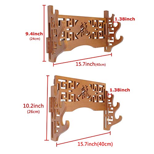 FOXSMZZ Bamboo Sword Dragon Frame Wall Mounted Samurai Sword Japanese Style Samurai Sword Display Rack Hanger 3 Layers