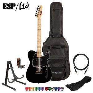 ESP LTD TE-212M-BLK Maple Electric Guitar with 10 Feet Cable, Strap, Stand, Tuner, ChromaCast Pick Sampler and ChromaCast Gig Bag