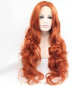 4 Styles Natural Water Wave Lace Front Wig Synthetic Lace Wig for Beautiful Women (18 inch, orange lace wig)