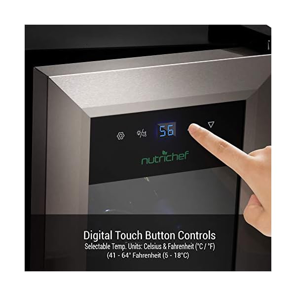12-Bottle-Wine-Cooler-Refrigerator-White-Red-Wine-Fridge-Chiller-Countertop-Wine-Cooler-Freestanding-Compact-Mini-Wine-Fridge-12-Bottle-wDigital-Control-Stainless-Steel-Door-NutriChef-PKCWC12