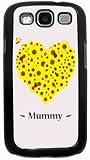 Rikki KnightTM Mummy Name Yellow Flowers Heart on Pink Background - Black Hard Rubber TPU Case Cover for Samsung Galaxy i9300 Galaxy S3